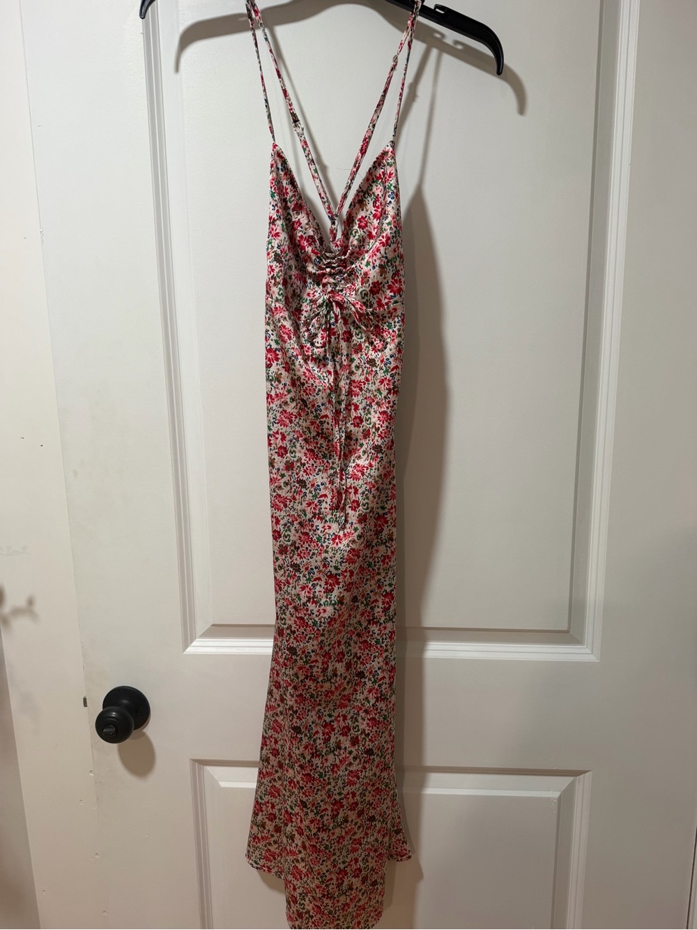 Floral Slip Dress with Tie Back - Pink Floral small